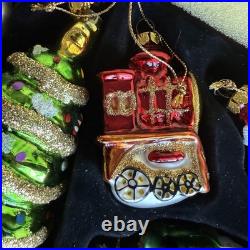 36 Christmas Ornaments Collection Vintage Handblown Handpainted Wood Brass Box 36 Christmas Ornaments Collection Vintage Handblown Handpainted Wood Brass Box