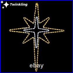 36 Inch Warm White and Cool White LED Rope Light Bethlehem Star Motif with Twink