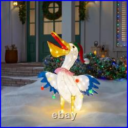 36 LED Pelican Christmas Holiday Outdoor Yard Decoration Warm White w Santa Hat