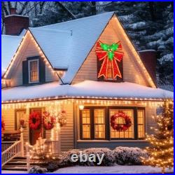 36in Pre-Lit Christmas Bow Decoration, Large Outdoor 133 Holiday Yard Deco, R