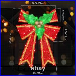 36in Pre-Lit Christmas Bow Decoration, Large Outdoor 133 Holiday Yard Deco, R