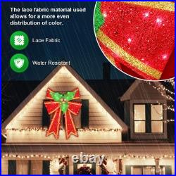 36in Pre-Lit Christmas Bow Decoration, Large Outdoor 133 Holiday Yard Deco, R