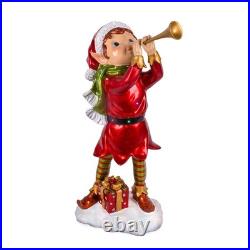37 in. Horn Blowing Pixie Elf with Multicolor Lights, Plug-In