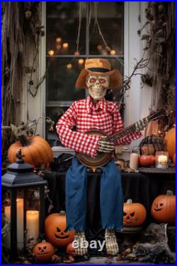 39 Halloween Fall Banjo Playing Skeletons Animated Scarecrow Thanksgiving Dec