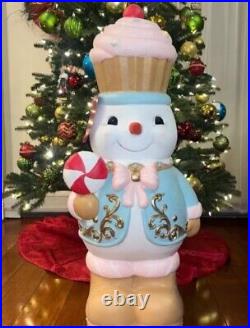 3Ft Indoor Outdoor Sugarplum Pastel Peppermint Cupcake Snowman Christmas Statue