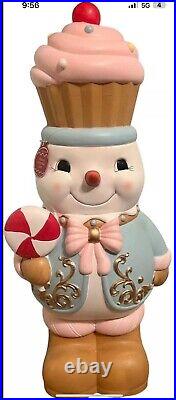 3Ft Indoor Outdoor Sugarplum Pastel Peppermint Cupcake Snowman Christmas Statue