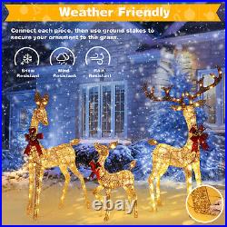 3PCS Large Lighted Reindeer Christmas Decorations 3D Christmas Deer 210 LED H4Y2