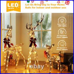 3PCS Large Lighted Reindeer Christmas Decorations 3D Christmas Deer 210 LED H4Y2