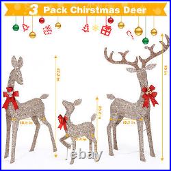 3PCS Large Lighted Reindeer Christmas Decorations 3D Christmas Deer 210 LED H4Y2