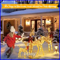 3PCS Large Lighted Reindeer Christmas Decorations 3D Christmas Deer 210 LED H4Y2