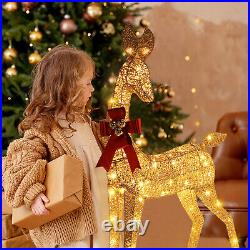 3PCS Large Lighted Reindeer Christmas Decorations 3D Christmas Deer 210 LED H4Y2