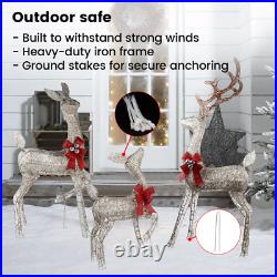 3Piece Prelit Christmas Deer Family Set Outdoor Yard Decorations with 240 Lights