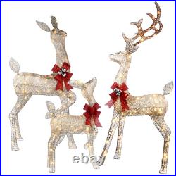 3Piece Prelit Christmas Deer Family Set Outdoor Yard Decorations with 240 Lights