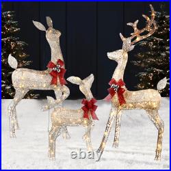 3Piece Prelit Christmas Deer Family Set Outdoor Yard Decorations with 240 Lights