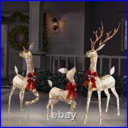 3Piece Prelit Christmas Deer Family Set Outdoor Yard Decorations with 240 Lights