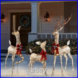 3Piece Prelit Christmas Deer Family Set Outdoor Yard Decorations with 240 Lights