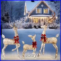 3Piece Prelit Christmas Reindeer Family Outdoor Yard Decoration Lighted Deer Set