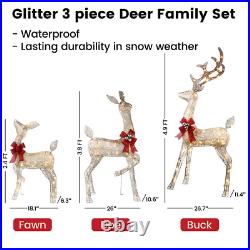 3Piece Prelit Christmas Reindeer Family Outdoor Yard Decoration Lighted Deer Set