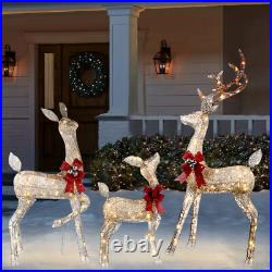 3Piece Prelit Christmas Reindeer Family Outdoor Yard Decoration Lighted Deer Set