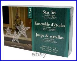 3Piece Star Set with LED Lights 36in 26in 18in