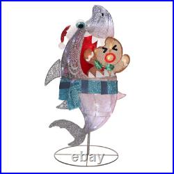 3.5-Ft LED Shark with Gingerbread Man Decoration