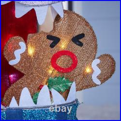 3.5-Ft LED Shark with Gingerbread Man Decoration