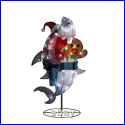 3.5-Ft LED Shark with Gingerbread Man Decoration