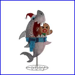 3.5-Ft LED Shark with Gingerbread Man Decoration