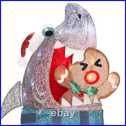 3.5-Ft LED Shark with Gingerbread Man Decoration