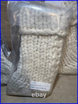 (3) Ballard Designs / Chunky Knit Cream Color Wool Christmas Stockings 17.5x10