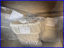 (3) Ballard Designs / Chunky Knit Cream Color Wool Christmas Stockings 17.5x10