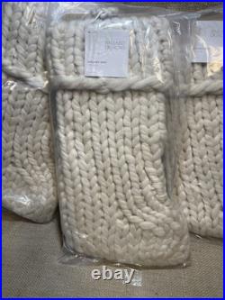 (3) Ballard Designs / Chunky Knit Cream Color Wool Christmas Stockings 17.5x10