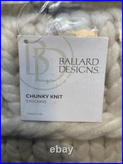 (3) Ballard Designs / Chunky Knit Cream Color Wool Christmas Stockings 17.5x10