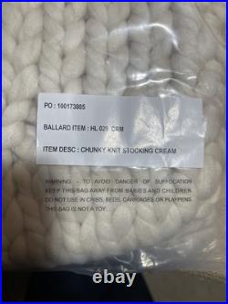 (3) Ballard Designs / Chunky Knit Cream Color Wool Christmas Stockings 17.5x10