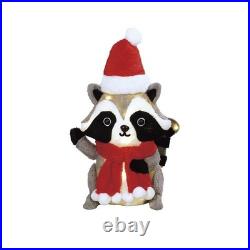 3 Pack LED Christmas Santa Outfit Raccoon Family Outdoor Yard Holiday Decor