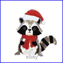 3 Pack LED Christmas Santa Outfit Raccoon Family Outdoor Yard Holiday Decor