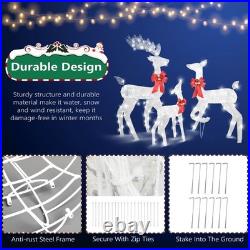 3-Piece Christmas White Reindeer Family Lighted Deer Set for In/Outdoor Yard