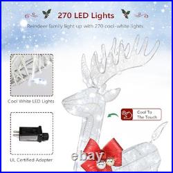 3-Piece Christmas White Reindeer Family Lighted Deer Set for In/Outdoor Yard 3-Piece Christmas White Reindeer Family Lighted Deer Set for In/Outdoor Yard
