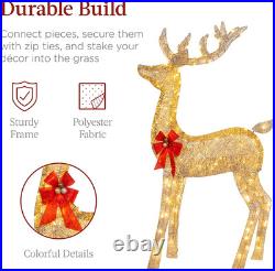 3-Piece Large Lighted Christmas Deer Family Set 5Ft Outdoor Yard Decoration