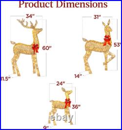 3-Piece Large Lighted Christmas Deer Family Set 5Ft Outdoor Yard Decoration