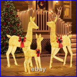 3-Piece Large Lighted Christmas Deer Family Set 5.3Ft with 360 Bright LED W