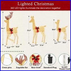 3-Piece Large Lighted Christmas Deer Family Set 5.3Ft with 360 Bright LED W