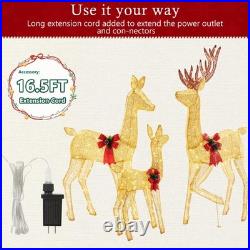 3-Piece Large Lighted Christmas Deer Family Set 5.3Ft with 360 Bright LED W