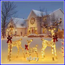 3-Piece Large Lighted Christmas Deer Family Set for Indoor Outdoor