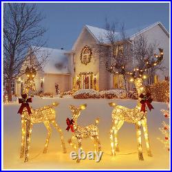 3 Piece Large Lighted Christmas Deer for Holiday Decoration with 210 Lights A2V3