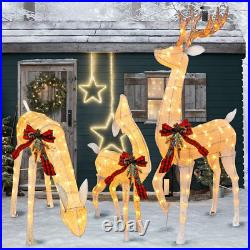 3-Piece Pre-Lit Christmas Reindeer Family Set, 3D Plug in 170 Count Warm White L 3-Piece Pre-Lit Christmas Reindeer Family Set, 3D Plug in 170 Count Warm White L