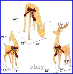3-Piece Pre-Lit Christmas Reindeer Family Set, 3D Plug in 170 Count Warm White L 3-Piece Pre-Lit Christmas Reindeer Family Set, 3D Plug in 170 Count Warm White L