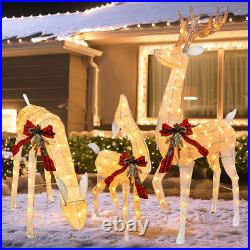 3-Piece Pre-Lit Christmas Reindeer Family Set, 3D Plug in 170 Count Warm White L 3-Piece Pre-Lit Christmas Reindeer Family Set, 3D Plug in 170 Count Warm White L