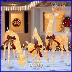 3-Piece Pre-Lit Christmas Reindeer Family Set, 3D Plug in 170 Count Warm White L 3-Piece Pre-Lit Christmas Reindeer Family Set, 3D Plug in 170 Count Warm White L