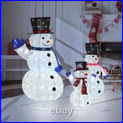 3 Piece Pre-lit Christmas Snowman Family, 270 LED 3D 2ft+3ft+5ft Lighted Snow